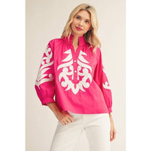 Load image into Gallery viewer, Baroque applique detail top- Hot Pink
