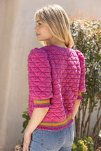 Load image into Gallery viewer, Quilted Striped Band Knit Top: Pink