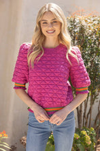 Load image into Gallery viewer, Quilted Striped Band Knit Top: Pink