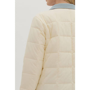 Quilted cord collar button closure barbour jacket