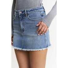 Load image into Gallery viewer, Mica Denim - DENIM MINI SKIRT WITH RAW HEM