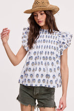 Load image into Gallery viewer, Floral Cluster Ruffle Blouse - White
