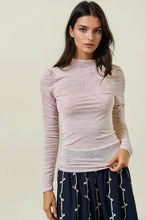 Load image into Gallery viewer, Semi Sheer Mock Neck Long Sleeve Tee