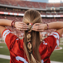 Load image into Gallery viewer, K'lani hair tie bracelets - University of Wisconsin Game Day Hair Tie Bracelets