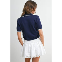 Load image into Gallery viewer, BUTTERMELON - Scalloped Trim Knit Polo Top - BMW8391