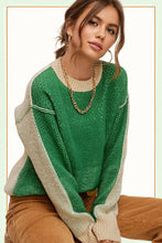 Load image into Gallery viewer, La Miel - MCS3556-Loose Fit Color Block Round Neck Sweater Fall