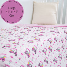 Load image into Gallery viewer, LollyBanks - Pink Golf Toddler 100% Cotton Muslin Blanket