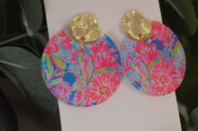 Load image into Gallery viewer, The Adorned Fox - Preppy Earrings, Colorful Notched Circle Earrings, Floral Su