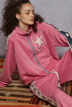 Load image into Gallery viewer, Long sleeve French terry star patch striped elastic jacket