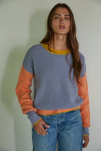 Load image into Gallery viewer, Knit Sweater Mixed Color Round Neck Long Sleeve Top