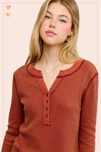 Load image into Gallery viewer, La Miel - HCT7679-Waffle Long Sleeve Henley Thermal Top Halloween