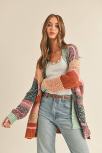 Oversized Color Block Cardigan