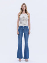 Load image into Gallery viewer, FLYING MONKEY - MID RISE WELT POCKET PIN TUCK FLARE JEANS F6324
