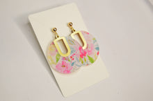 Load image into Gallery viewer, The Adorned Fox - Floral Notch Filled Circle Earrings, Acrylic Earrings