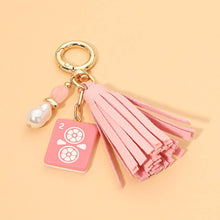 Load image into Gallery viewer, Sensibling Corp. - Mahjong Tile Pearl Charm Faux Leather Tassel Keychain Bag Charm
