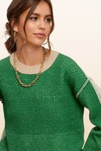 Load image into Gallery viewer, La Miel - MCS3556-Loose Fit Color Block Round Neck Sweater Fall