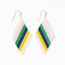 Load image into Gallery viewer, INK + ALLOY - Frida Diagonal Uniform Stripe Beaded Earrings Lavender Green
