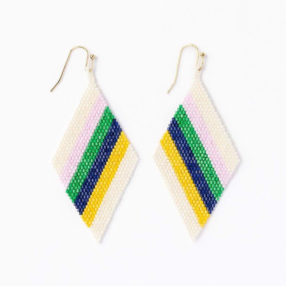 INK + ALLOY - Frida Diagonal Uniform Stripe Beaded Earrings Lavender Green