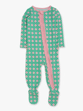 Load image into Gallery viewer, Baby Girls Cotton Modal Pink Coastal Cane Footed Ruffle One Piece Pajama