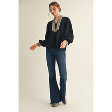 Load image into Gallery viewer, Plaid Contrast Mock Neck Top