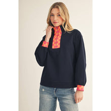 Load image into Gallery viewer, Geo Pattern Contrast Zip Up Sweatshirt