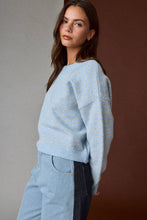 Load image into Gallery viewer, Striped Brushed Crewneck Sweater - Blue