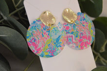 Load image into Gallery viewer, The Adorned Fox - Preppy Earrings, Colorful Notched Circle Earrings, Floral