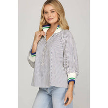 Load image into Gallery viewer, Navy Striped Top