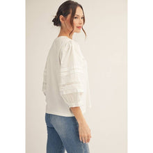 Load image into Gallery viewer, Solid Top with Lace Sleeves - White