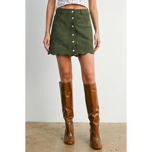 Load image into Gallery viewer, BUTTERMELON - Scallop Trim Button-Front Mini Skirt - BMS7859