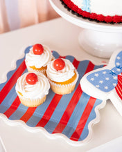 Load image into Gallery viewer, My Mind’s Eye - BAM1241 - Blue &amp; Red Striped Paper Plate - 9"