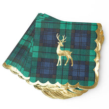 Load image into Gallery viewer, 8 Oak Lane - Blackwatch Plaid Gold Foil Beverage Napkins, 16-Ct