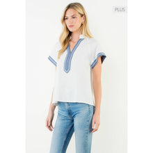 Load image into Gallery viewer, THML - /Size XL/ Short Sleeve Textured V-Neck Top