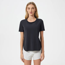 Load image into Gallery viewer, Sodalemon - Women Side Slit Elastic Sport Short Sleeve T-Shirt