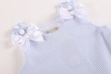 Load image into Gallery viewer, Light Blue Seersucker Ruffle Dress