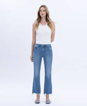Load image into Gallery viewer, FLYING MONKEY - HIGH RISE DISTRESSED HEM KICK FLARE JEANS F5732
