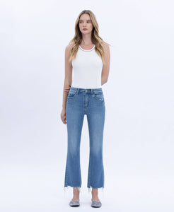 FLYING MONKEY - HIGH RISE DISTRESSED HEM KICK FLARE JEANS F5732