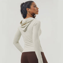 Load image into Gallery viewer, Sodalemon - Women Fall Winter Thumb Hole Hooded Zip-Up Sport Jacket