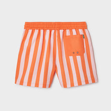 Load image into Gallery viewer, BILLYBELT - 100% recycled polyester swim shorts Orange and pink striped