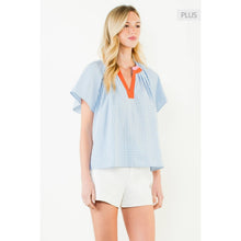 Load image into Gallery viewer, THML - /Size XL/ Short Sleeve Gimgham Patterned Top
