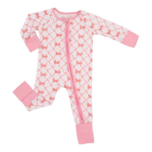 Beautiful Bows Baby Bamboo Pajamas, 2-Way Zipper Romper