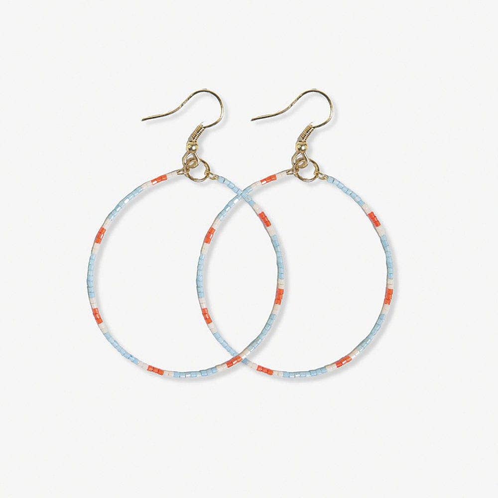 INK + ALLOY - Kelly Dot Beaded Hoop Earrings Light Blue Wholesale