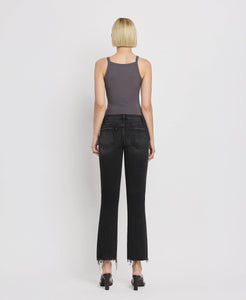 FLYING MONKEY - MID RISE RAW DISTRESSED HEM CROP FLARE JEANS F5300