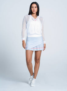 Lucky In Love - Women's Retro Stripe V-Neck Pullover - WHITE