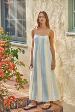 Load image into Gallery viewer, Cotton Gauze Striped Cami Pintuck Midi Dress