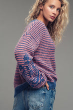 Load image into Gallery viewer, Embroidered Detail Striped Crewneck Sweater