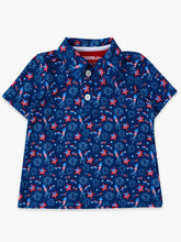 Load image into Gallery viewer, Boys Red White &amp; Boom Fireworks Knit Short Sleeve Performance Polo