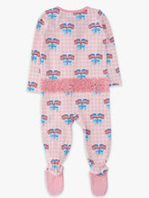 Load image into Gallery viewer, Baby Girls Cotton Modal Pink Patriotic Gingham Footed Ruffle One Piece Pajama