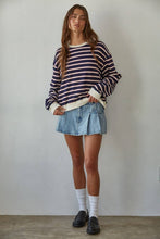 Load image into Gallery viewer, Knit Cotton Striped Crew Neck Long Sleeve Sweatshirt