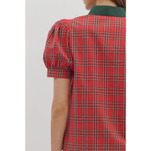 Load image into Gallery viewer, Plaid cuff band short sleeve top
